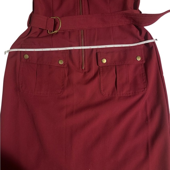 Sharagano Zip Front Dress with Gold Accents - Picture 5 of 7